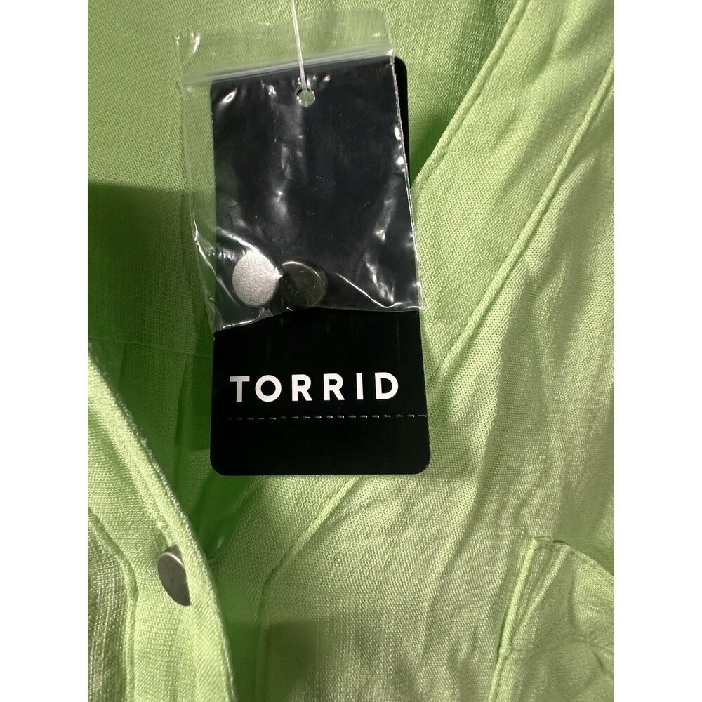 NWT Torrid Harper Neon Lime Green Georgette Sleeveless Henley Blouse Plus Size - Picture 3 of 5